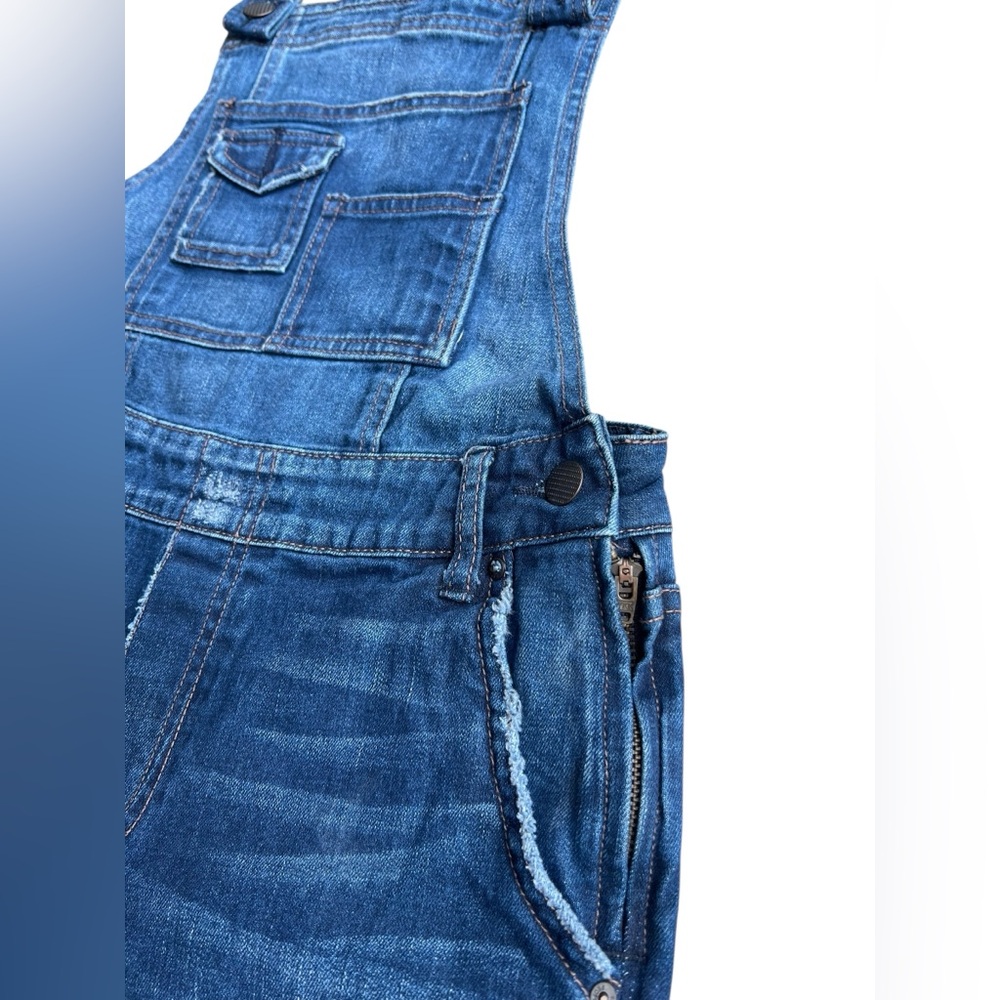 FREE PEOPLE Denim Jean Overalls Boho Festival One-Piece Classic Sz 27 Suspenders - Picture 3 of 12